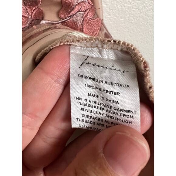 Two Sisters Pink Floral A-Line Embroidered Strappy Sleeveless Mini Dress Size 6 - Picture 11 of 11